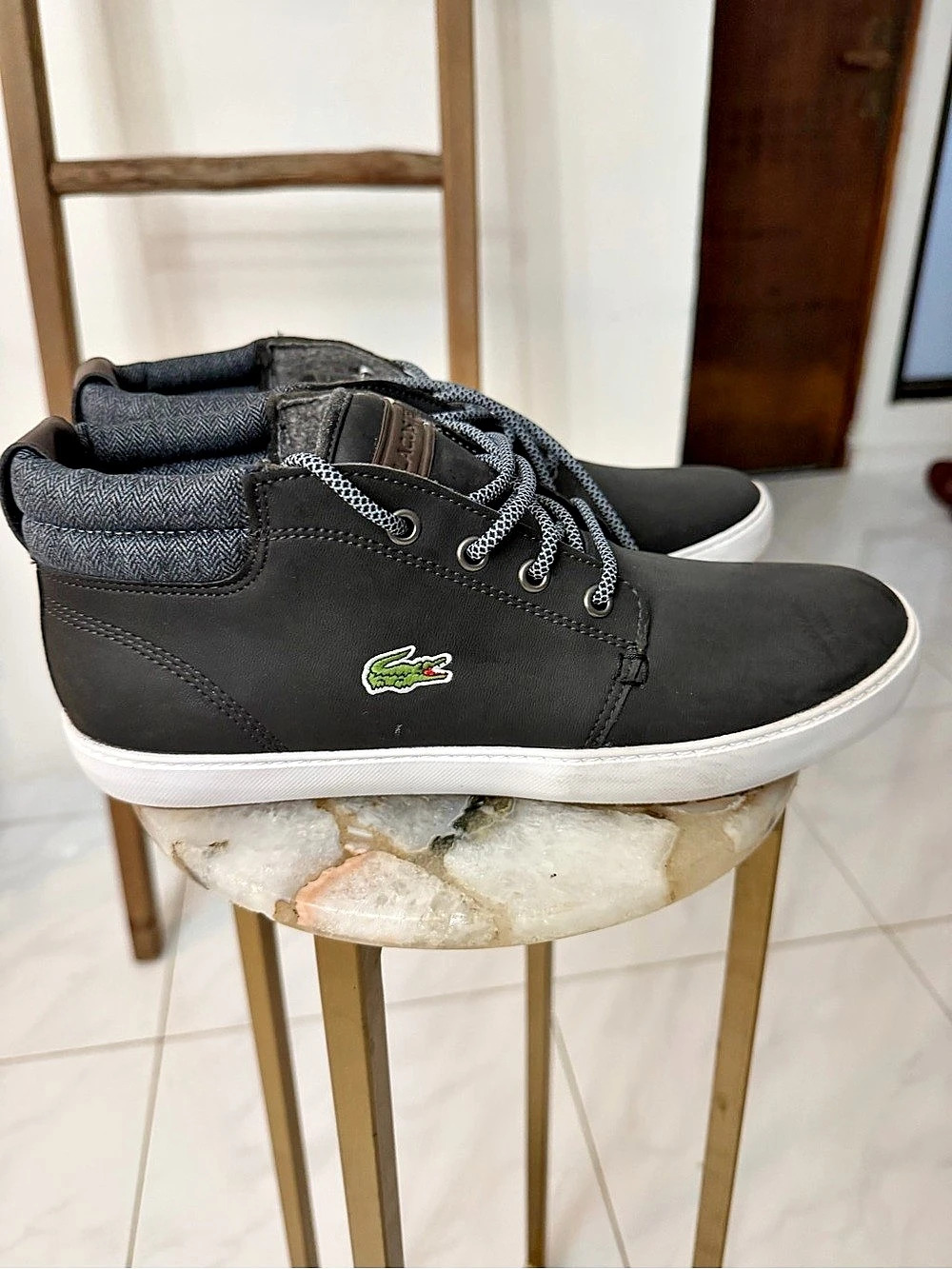Lacoste Ampthill Terra 3191 black leather ankle boots Size 9.5